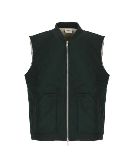 Autry Jassen ,Groen ,Wol Groene Wollen Blend Mouwloos Vest in het Green voor heren