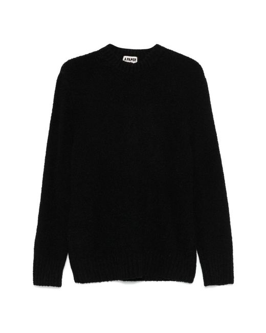 A PAPER KID Black Round-Neck Knitwear for men