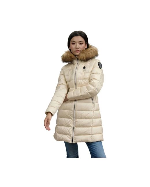 Blauer Metallic Graue Steppjacke Mit Pelzbesatz