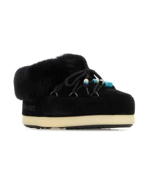 Moon Boot Black Suede Beads Mules