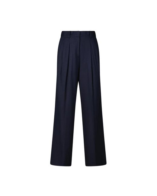 Windsor. Wijde Wollen Broek Met Hoge Taille in het Blue