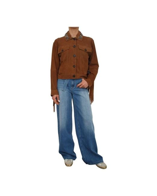 Ermanno Scervino Brown Leather Jackets