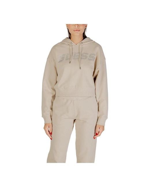 Guess Rhinestones Hoodie Met Verstelbare Capuchon in het Natural