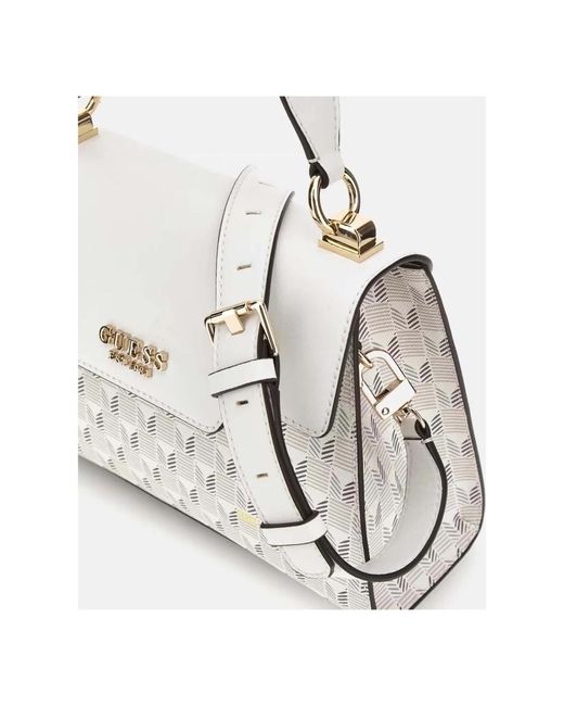 Guess White Hallie top handle flap tasche