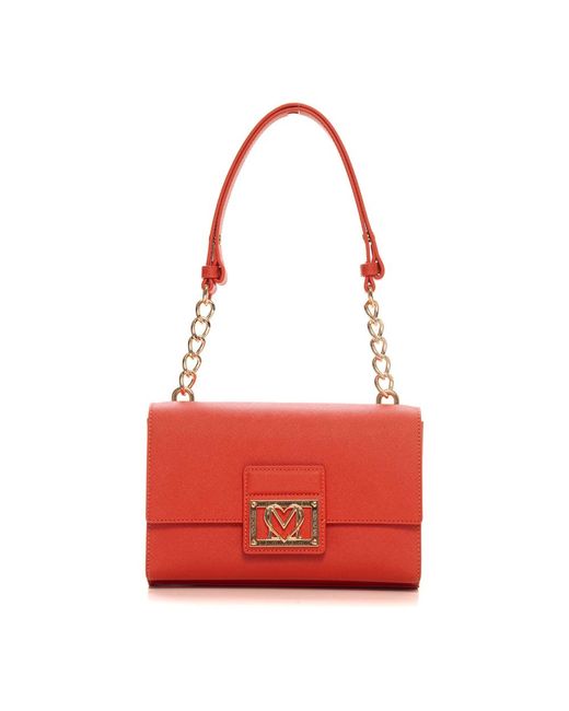 Love Moschino Red Stilvolle schultertasche mit verdeckter knopfleiste,stilvolle schultertasche mit verdeckter knopfleiste