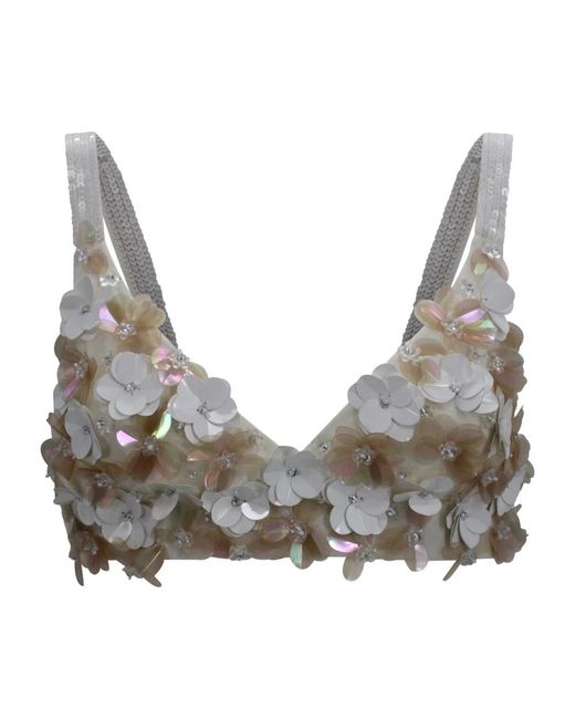 P.A.R.O.S.H. Gray Sequin Crop Top