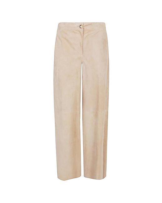Via Masini 80 Straight Trousers in het Natural