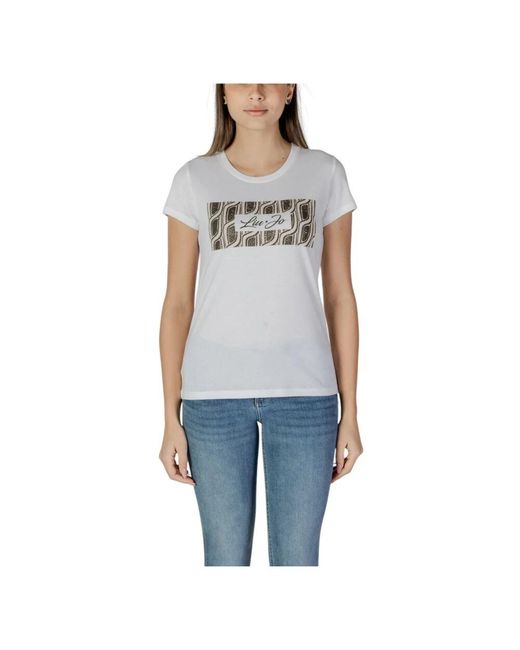 Liu Jo Blue Kurzarm baumwoll-t-shirt kollektion