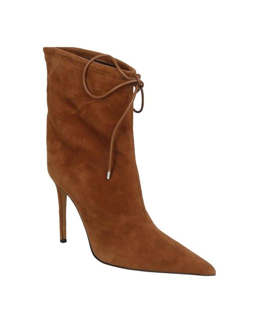 Alexandre Vauthier Brown Spitze Stiefel.
