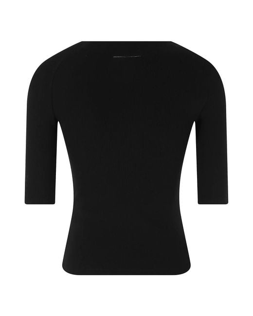 MM6 by Maison Margiela Black V-Neck Knitwear