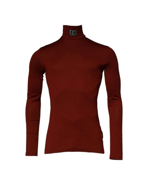 Dolce & Gabbana Roter Baumwoll-Rollkragenpullover Für Herren in Red für Herren
