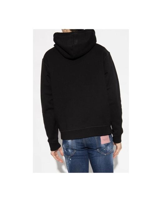 DSquared² Hoodies & Sweatvesten ,Blauw ,Katoen Pixelated Logo Hoodie Voor Mannen in het Black voor heren
