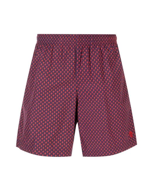 Alexander McQueen Purple Skull Polka Dot-print Swim Shorts for men