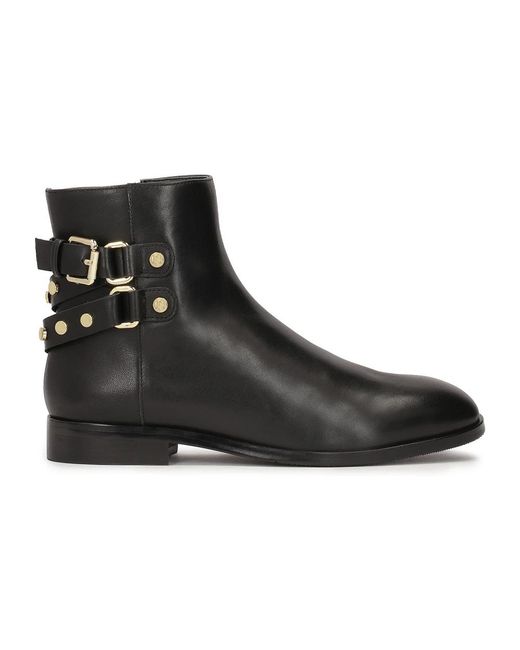 Kazar Black Schwarze Stiefel Mit Strasssteinen Auf Einer Flachen Sohle