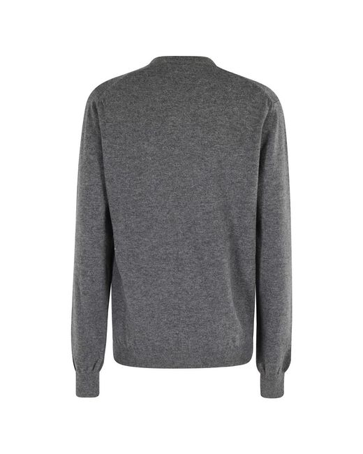 COMME DES GARÇONS PLAY Truien & Vesten ,Grijs ,Wol Ronde Hals Cardigan Emblem in het Gray