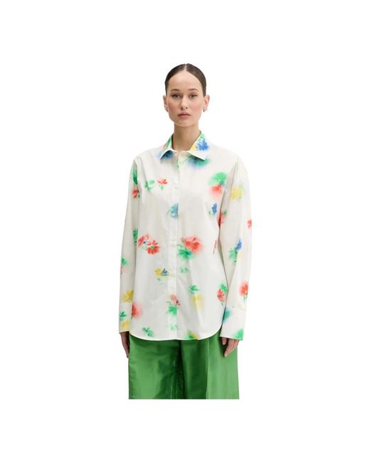MSGM Green Gemustertes Baumwollhemd