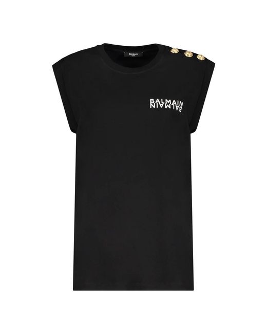 Balmain Black Sleeveless Tops
