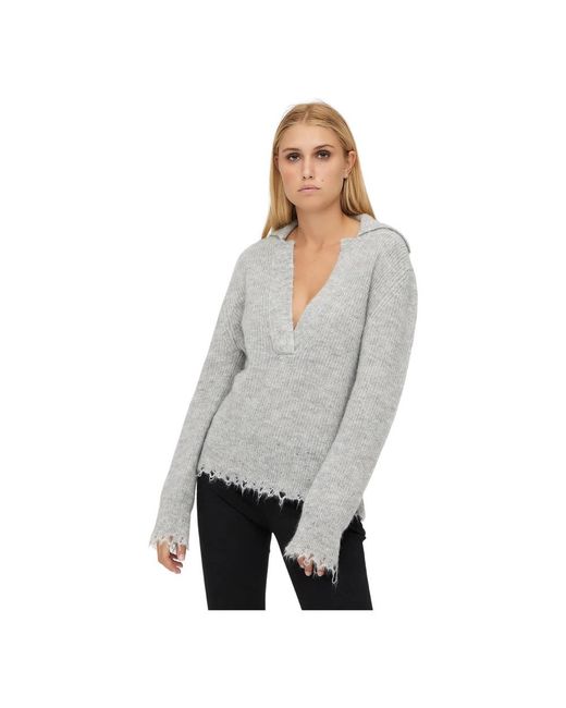 Erika Cavallini Semi Couture Gray V-Neck Knitwear