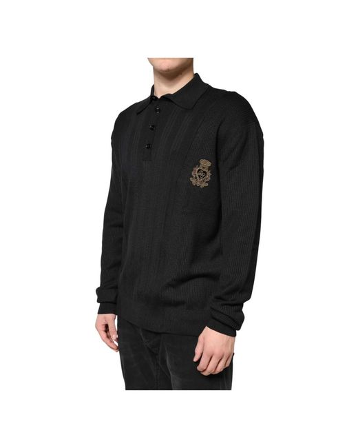 Dolce & Gabbana Black Round-Neck Knitwear for men