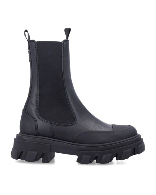 Ganni Blue Cleated Mid Chelsea Boots