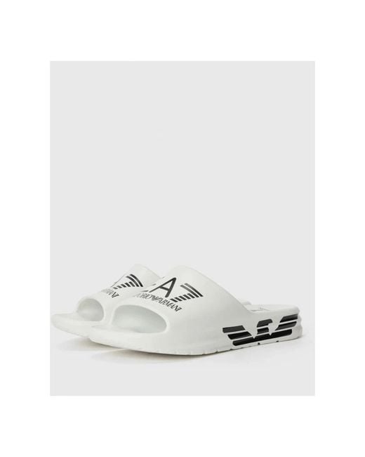 EA7 White Sliders for men