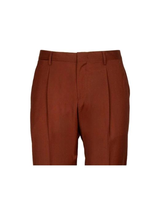 BRIGLIA Brown Slim-Fit Trousers for men
