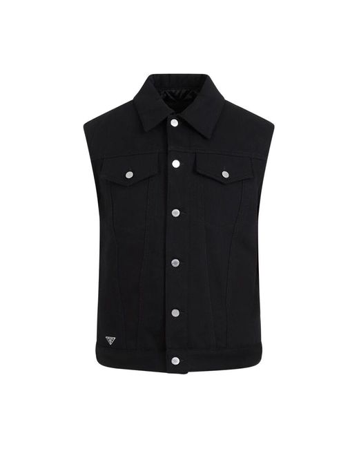 Prada Schwarze denim-weste stylische weste in Black für Herren