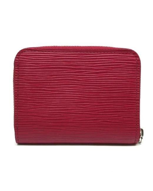 Billeteras de cuero usadas Louis Vuitton de color Rojo