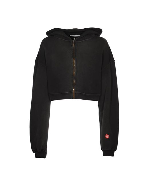 Cropped zip up hoodie pigment wash Alexander Wang de color Black