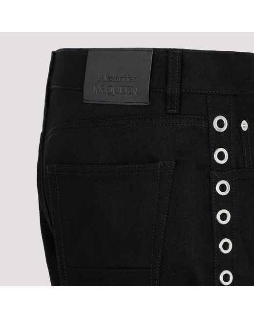 Alexander McQueen Schwarze eyelet baumwoll-denim-jeans in Black für Herren