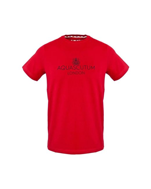 T-shirt uomo con logo classico di Aquascutum in Red da Uomo