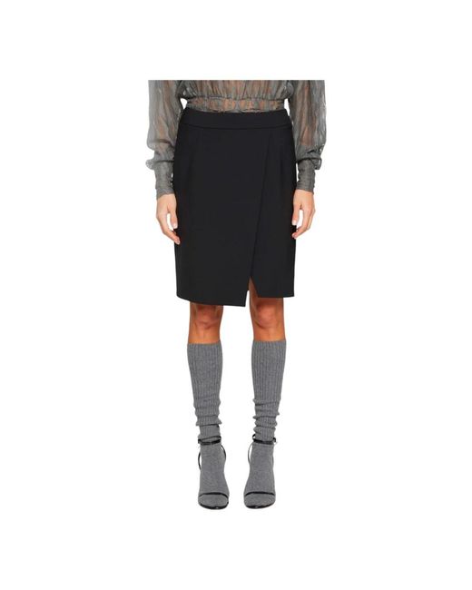 Dondup Korte Broeken ,Zwart ,Wol Asymmetrische Rok in het Black