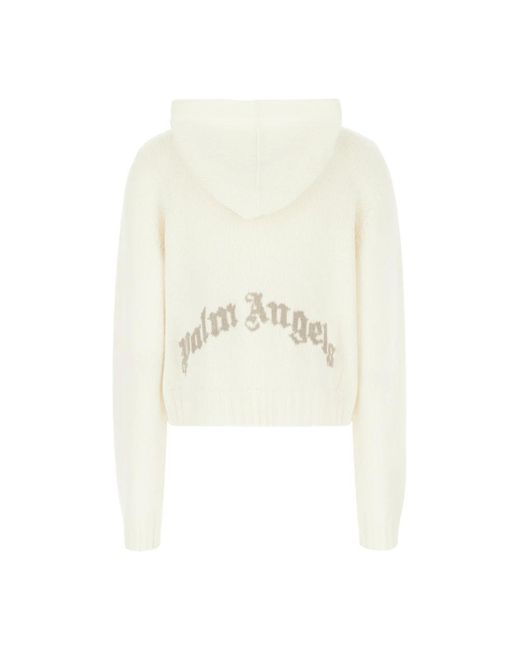 Palm Angels White Round-Neck Knitwear