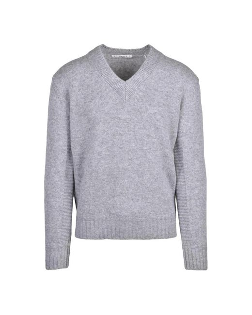 Kangra Gray V-Neck Knitwear for men