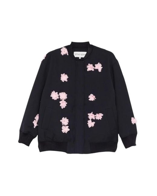 Stine Goya Blue Jacke Mit Floralen Applikationen