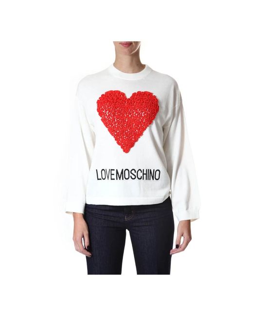 Maglione acrilico bianco con cuore in rilievo di Love Moschino in Bianco |  Lyst