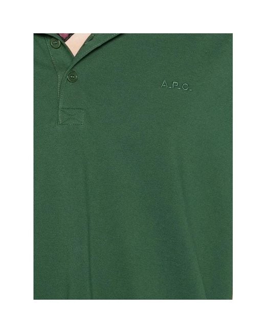 A.P.C. Grünes baumwoll-poloshirt piqué-stil in Green für Herren