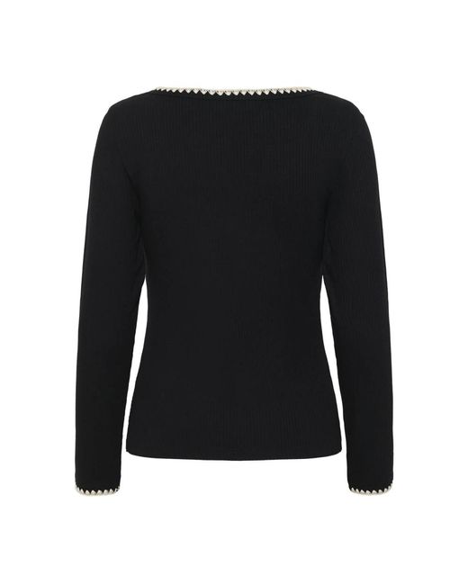 Round-Neck Knitwear Cream en coloris Black