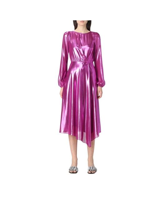 Patrizia Pepe Purple Metallic Aline Midi Kleid
