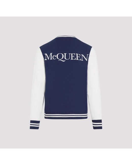 Alexander McQueen Blauer baumwollpullover sweater aw23 in Blue für Herren