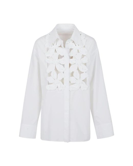 Valentino Garavani White Besticktes hemd - kompakter popeline