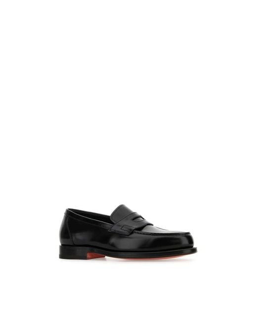 Santoni Black Loafers for men
