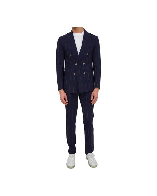 Eleventy Kostuums ,Blauw ,Wol Double Breasted Suit in het Blue voor heren