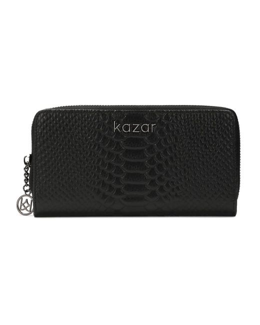 Kazar Accessoires ,Zwart ,Leer Portemonnee Van Reliëfleer Met Ritssluiting in het Black