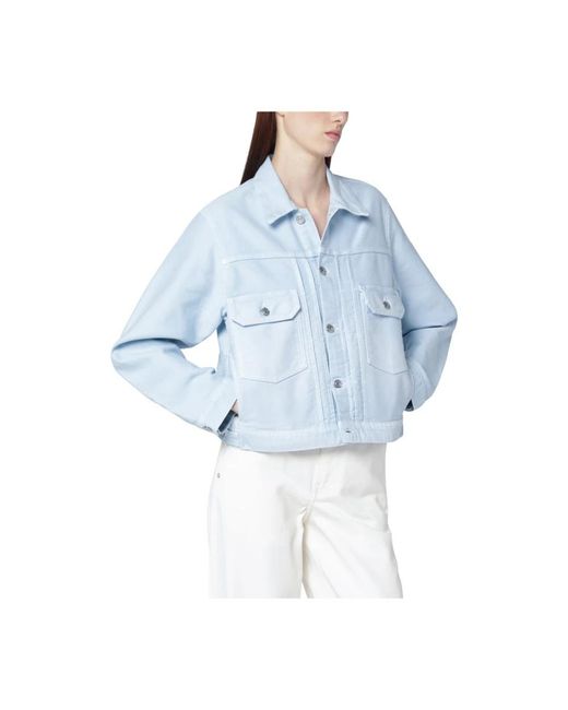 Victoria Beckham Jassen ,Blauw ,Denim Denim Trucker Jacket in het Blue