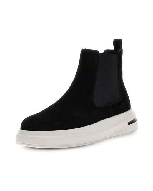 Guess Schoenen ,Zwart ,Suède Beatles Elko Enkellaars in het Black voor heren