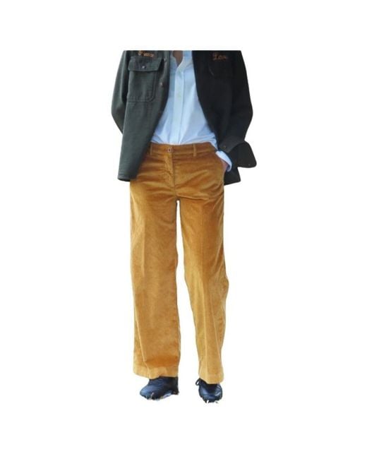 Mason's Yellow Straight Trousers for men