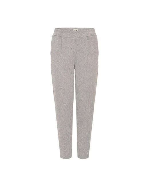 Ichi Gray Slim-Fit Trousers