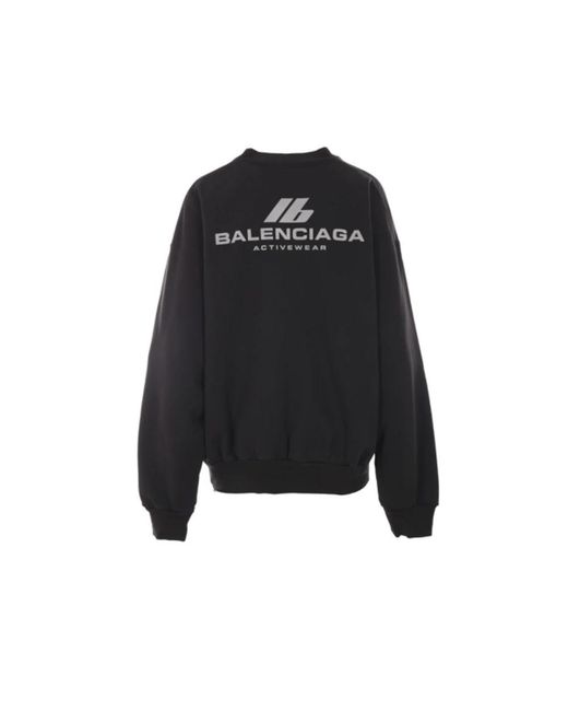Balenciaga Black Schwarzer oversize-pullover mit reflektierendem logo