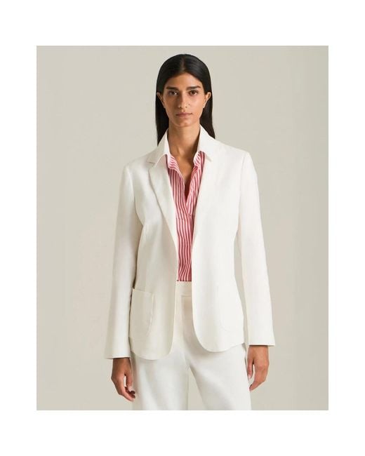 Kiton Jacket Linen in het White